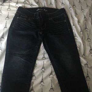 AE capris Jean dark denim cuffed bottom